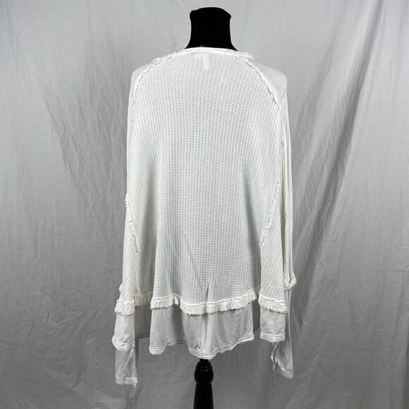 We The Free Oversized Scoop Neck Waffle Knit Thermal Top - Women’s XS - Picture 3 of 7